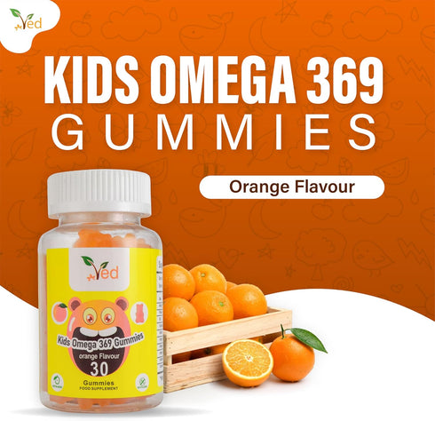 Ved Kids Gummies – Vegan, 30 Chewable Kids Vitamins Gummies, 15 Days Supply, (30 Count, Orange)