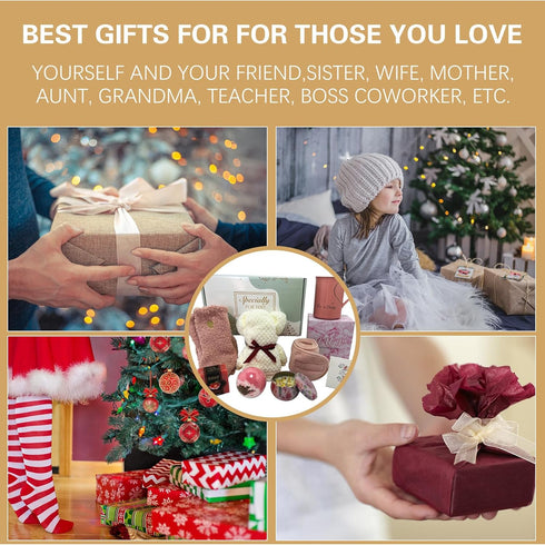 Spa Gift Baskets for Women, Luxury Self Care Relaxation Birthday Gifts, Scented Bath Gift Box for Christmas,