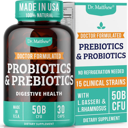 Prebiotics and Probiotics: Lactobacillus Gasseri, Rhamnosus, Plantarum, Casei, Bifidobacterium longum, lactis, infantis