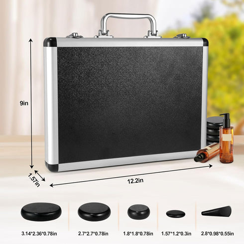 Primachen 21 Set, Hot Stones Massage Warmer Kit, Pcs Hot Stones Massage Hot Rocks Basalt Massage Stones for Home Spa