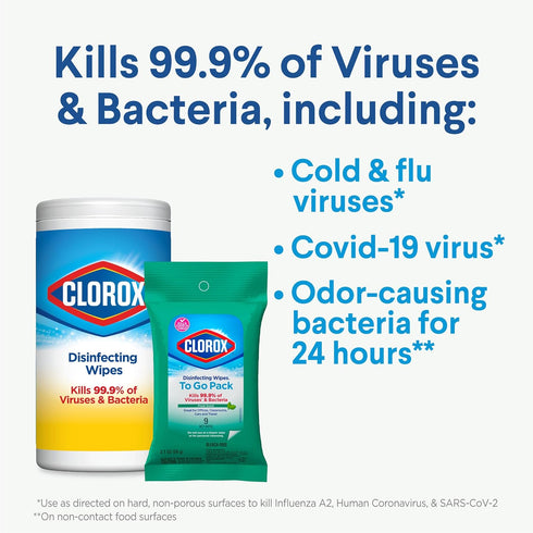 Pack, 9 Count, Pack 24 (Pack Clorox Disinfecting Wipes To Go Bleach Free, Fresh Scent, of May Vary)