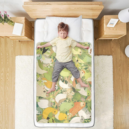 miaozhen Summer 52" 34" Cartoon Quail Bird Group Green Bed Underpads Waterproof Washable Bed Wetting Pad Changing Bed