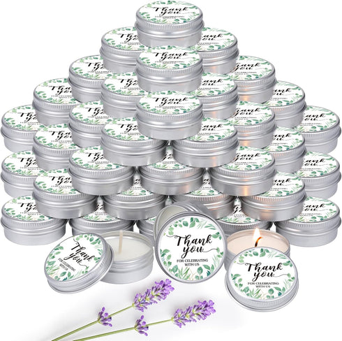 MTLEE 50 Pcs Eucalyptus Baby Shower Scented Candles Gift Travel Tin Aromatherapy Candles