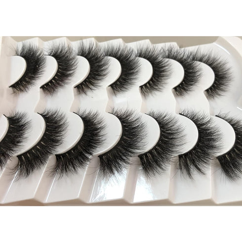 Pooplunch False Eyelashes, Cat Eye Wispy Extensions Faux Mink Lashes, Pack Short Natural Volume Fake Eyelash Strips, 7