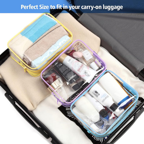 PACKISM Clear Makeup Bags, 2 Pack TSA Approved Toiletry Bag, Travel Makeup Cosmetic Bag for Women