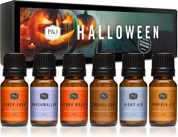 P&J Fragrance Oil Halloween Set | Autumn Wreath, Pumpkin Pie, Candy Corn, Marshmallow, Night Air, Caramel Corn
