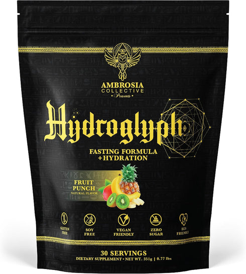 Ambrosia Hydroglyph Intraworkout Formula - BCAA + EAA + Electrolytes Hydration Powder, 0g Sugar (Fruit Punch)