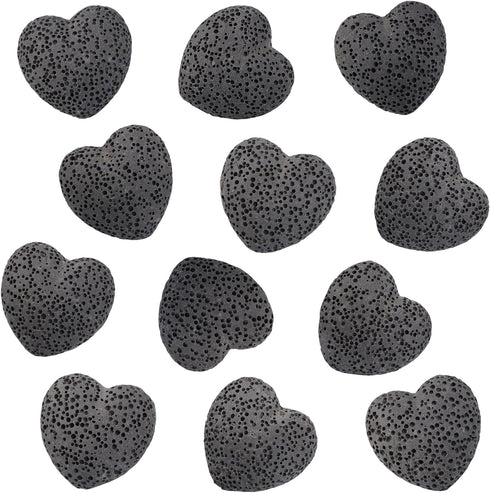 Set, 0.9 Inch, 10 rockcloud Black Lava Rock Stone Heart Shape Pocket Stones Dyed Lava Rocks Aromatherapy Essential Oil