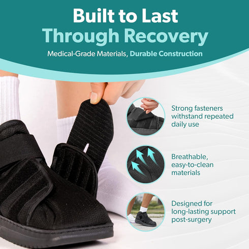 BraceAbility Closed Toe Medical Walking Shoe, Lightweight Broken Toe Cast Boot, Fractured Foot Brace, Men or Women
