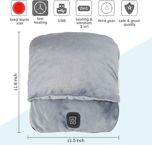 lomitech 3 Settings Electric Foot Warmer with Heat & Vibration Massage Function, Feet Warmer for Cold Feet Fast Heating