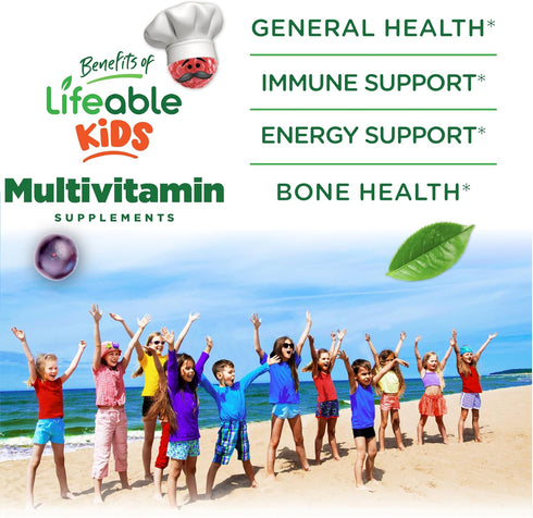 Lifeable Multivitamin & Multimineral with Iron Chewables for Kids, 150 Count, Vegetarian, Gluten Free