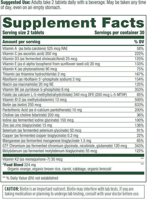 MegaFood Men's 40+ Advanced Multivitamin for Men, Dr-Formulated with Choline, Vitamin B, C, D, Zinc - 60 Tabs