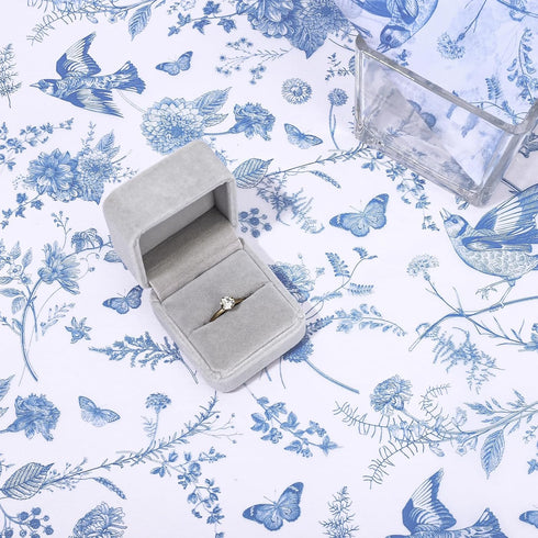 Whaline 100 Sheet Blue Floral Tissue Paper, Chinoiserie Gift Wrapping Paper for Baby Shower, 13.7x19.6 Inch