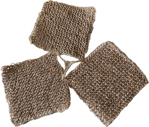 LarisaKnits Eco-Friendly Hand-Knitted Hemp Dish Rags Pack of 3 Reusable Zero Waste Beige