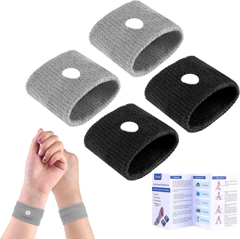 Anti Nausea Travel Sickness Wristbands - 2 Pairs for Kids & Adults, Natural Acupressure Nausea Relief