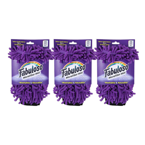 Fabuloso Microfiber Cleaning Mitt: 3 Pack, Lint-Free, Scratch-Free Cleaning Glove for Surfaces and Furniture