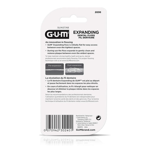 GUM Deep Clean Expanding Dental Floss - Waxed Woven Floss for Effective Plaque Removal