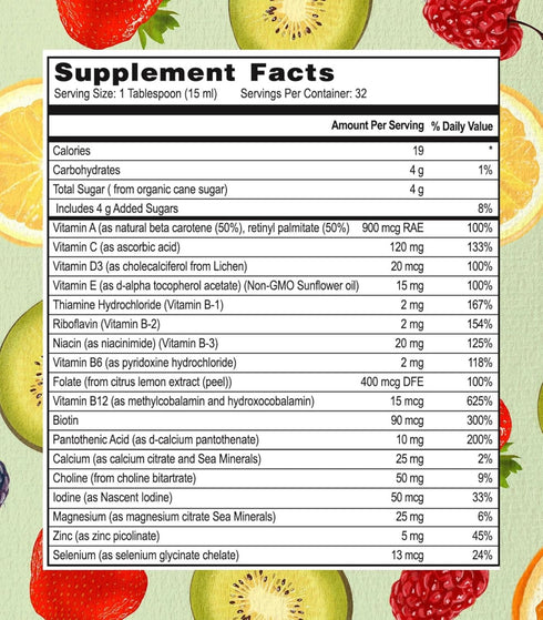 Go Healthy Multivitamin for Kids, Vegan Liquid Immune Support Supplement, 32 Servings