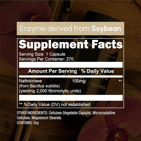 Nattokinase Superfood Supplement - Recommended 2000 FU Dose - 270 Vegan Capsules - 9 Months Treatment