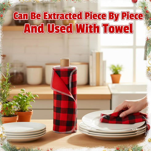 Hahafelt 24 Pack Reusable Paper Towels Rolls Bulk Red Black Buffalo Plaid Washable Kitchen Towels Paperless Cotton
