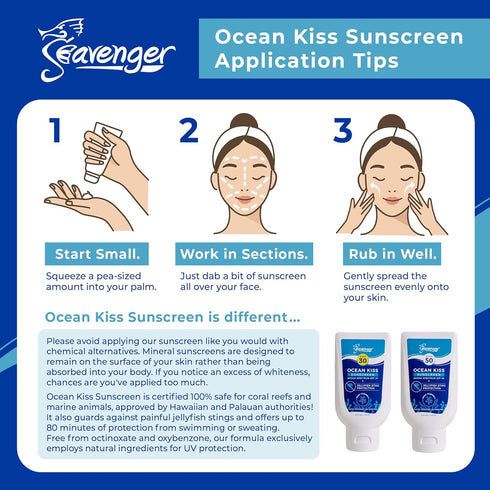Seavenger Ocean Kiss Reef-Safe Sunscreen - SPF 30-50 with Jellyfish Sting Protection
