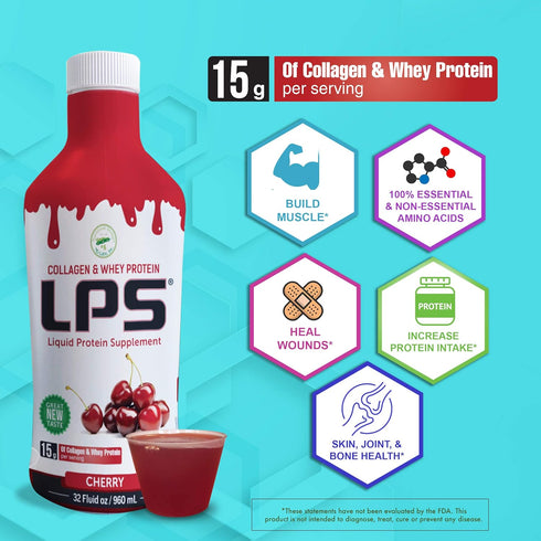 Nutritional Designs LPS Liquid Collagen & Whey Protein Supplement, Non-GMO Drink, Sugar-Free, 25 Packets