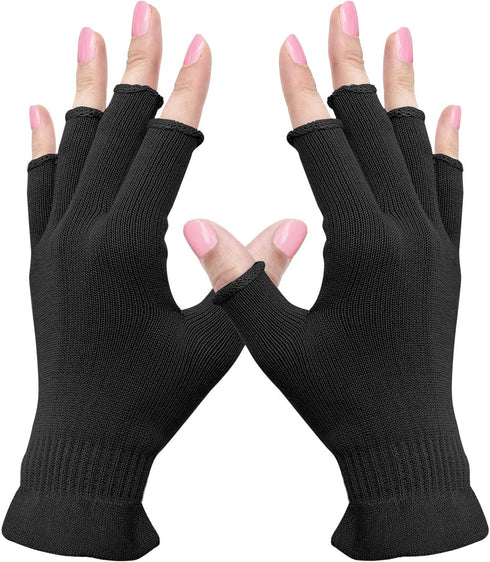 MIG4U Fingerless Moisturizing Gloves, Half Finger Touchscreen Beauty Glove for Eczema, Black