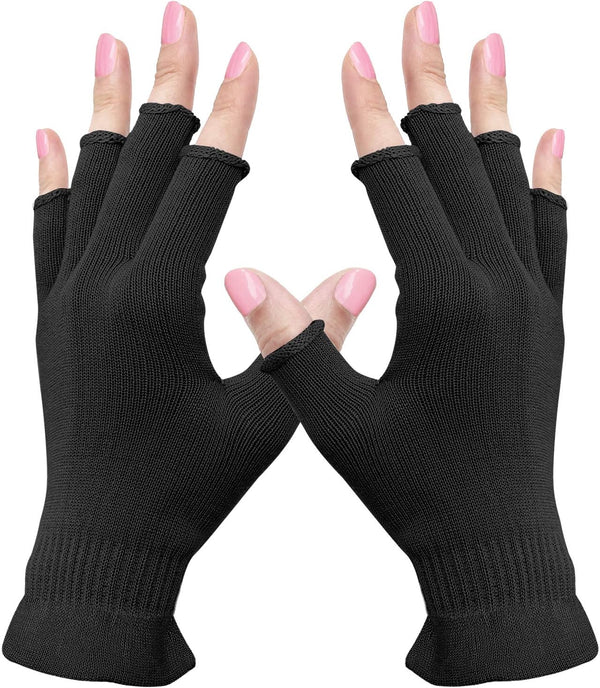 MIG4U Fingerless Moisturizing Gloves, Half Finger Touchscreen Beauty Glove for Eczema, Black