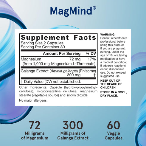 Jarrow Formulas MagMind Productivity with Magtein 1g and enXtra 300 mg, Dietary Supplement for Cognition Support (60