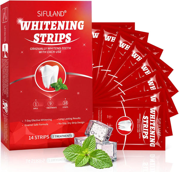 SiFULAND Teeth Whitening Strips Kit - 7 Treatments-Peroxide Free-Enamel Safe for Whiter Teeth,No-Slip,