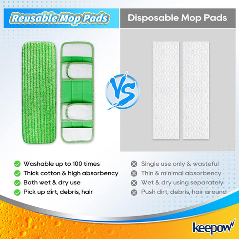 KEEPOW XL Wet Pads Refills for Swiffer XL - Reusable Microfiber Mop Pads for Hardwood Floor (4 Pack)