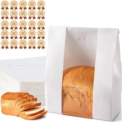 Hoewina 25PCS Paper Bread Bags, Large Sourdough Bread Bags for Homemade Bread Bakery