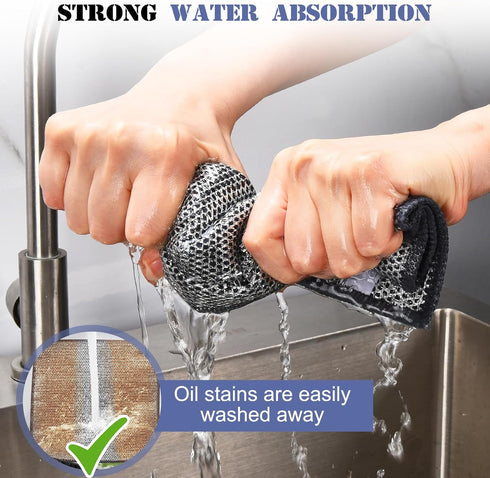 10 Pcs New Upgrade 3-Layer Non-Scratch Wire Dishcloth, Non-Scratch Dishwashing Rags for Kitchen Cleaning