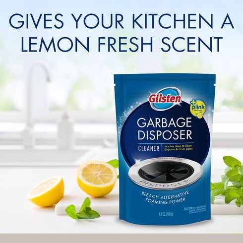 Glisten Garbage Disposer Cleaner and Freshener, 16 Packets with Foaming Action, Lemon Scent, Removes Buildup