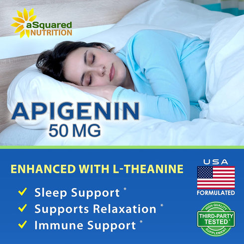 aSquared Nutrition Apigenin 50mg & L-Theanine 200mg - 120 Capsules for Sleep and Relaxation