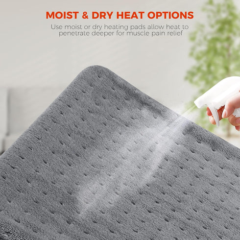 NOWWISH Heating Pad for Back Pain & Cramps Relief, Moist Heat Pad for Neck & Shoulder, Machine Washable, 12''x 24" Grey
