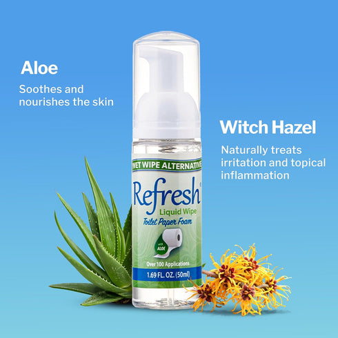 Refresh Liquid Wipe - Eco-Friendly Toilet Paper Foam - 50ml (1.69 Fl Oz) - Cleanses & Soothes