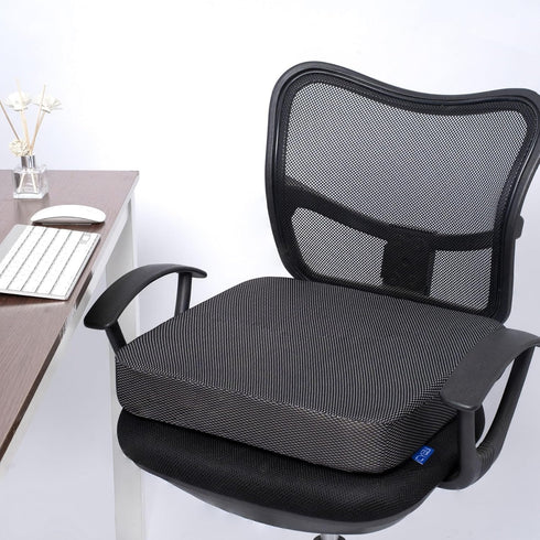 CYLEN Ifoam Gel Infused Memory Foam Wheelchair Cushion - Seat Cushion for Wheelchair, Office Chair, Pain Relief (Black)