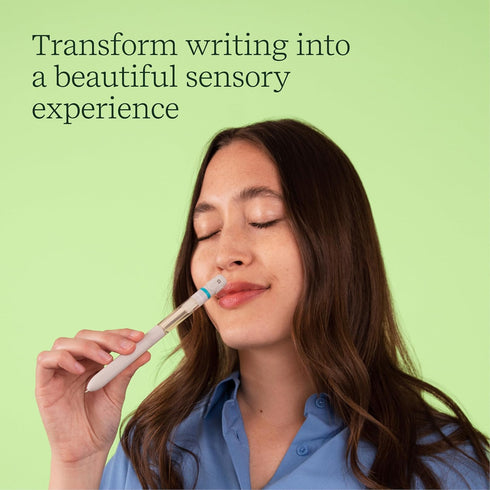 Pen Diffuser in Crisp Mountain Air Essential Oil Blends - Elegant Black Pen, 1.0mm Ballpoint Tip, Ink Refill Included