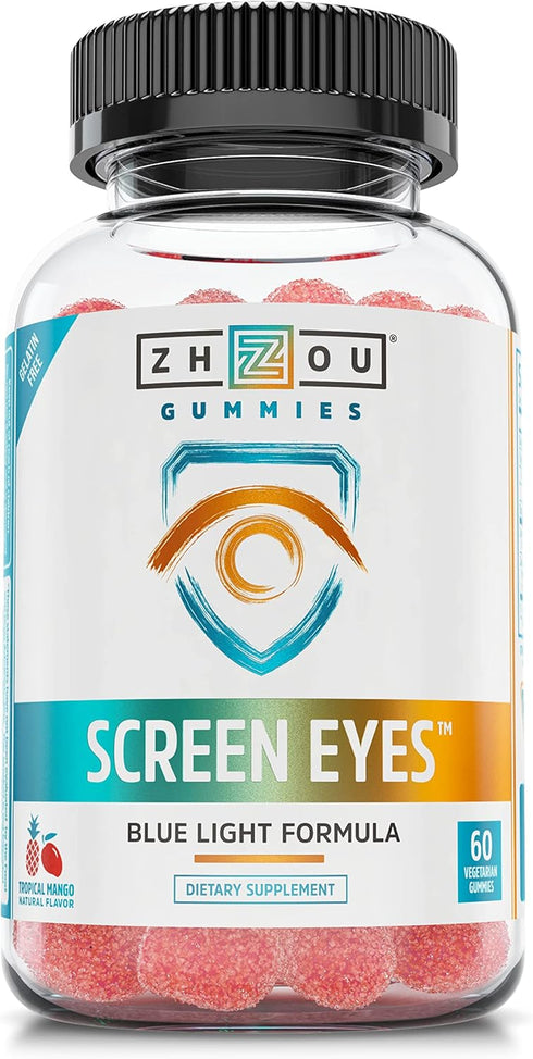 Zhou Nutrition Screen Eyes Gummies, Eye Strain Relief with Blue Light Formula, 30 Servings, 60 Gummies