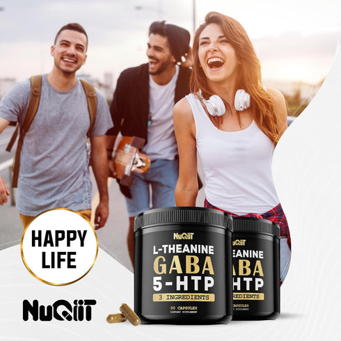 90 Capsules 3in1 GABA Supplements 750mg L-Theanine 200mg & 5-HTP - Equivalent to 1000mg - Support Comfortable Mood,