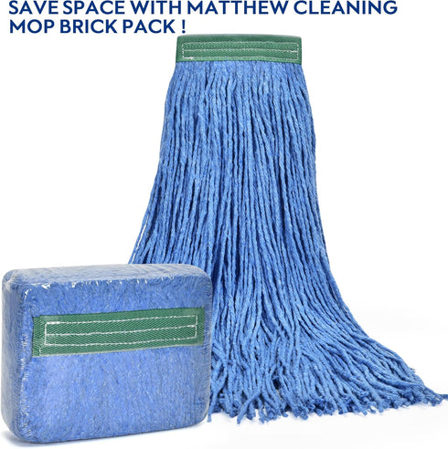 MATTHEW CLEANING 20oz Cotton Floor Mop, 6 Pack Heavy Duty String Mop Refills for Home Use