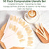 Set, Events-50 Pack Napkin and Bamboo Cutlery Compostable Utensils Disposable Cutlery for Party, Wedding, BBQ, Camping