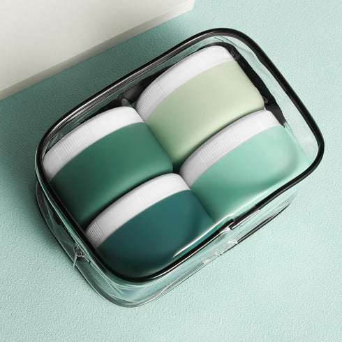 Travel Containers for Toiletries, 2oz Silicone Cream Jars BPA Free, TSA Approved Leak-proof Travel Essentials (4 Pack)