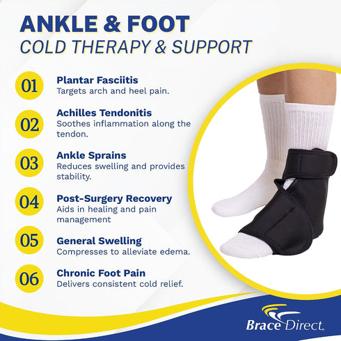 Pack 10, 11) Ankle and Foot Reusable Gel Ice Wrap for Achilles Tendonitis, Plantar Fasciitis, Sprains, Swelling, Post