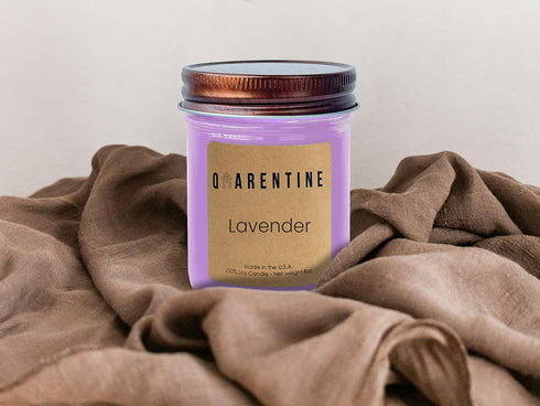 Qarentine -100% (8oz) Organic Soy Wax Lavender Scented Candle Pure Soy Wax & Essential Oils - Aromatherapy, Clean