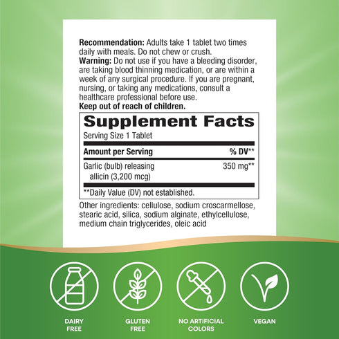Nature's Way Premium Herbal Garlicin Cardio, 350 mg - 180 Count for Heart Health