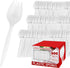Disposable Sporks - 500 Pack White Plastic Sporks, BPA Free 2 in 1 Utensils for School Lunch, Picnics & Parties