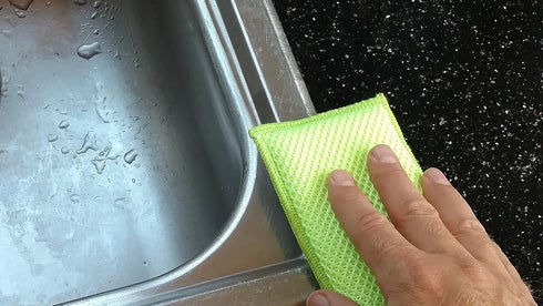 Kitchen Sponge | Odor Resistant, Non-Scratch Microfiber Mesh and Terry Cloth Sponge, Long Lasting Odor Protection | 4