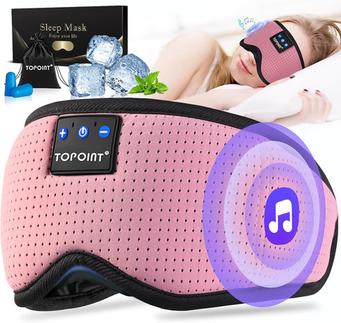 TOPOINT Silk Sleep Mask with Bluetooth Headphones, Eye Mask for Sleeping, Travel Meditation Music Headsets